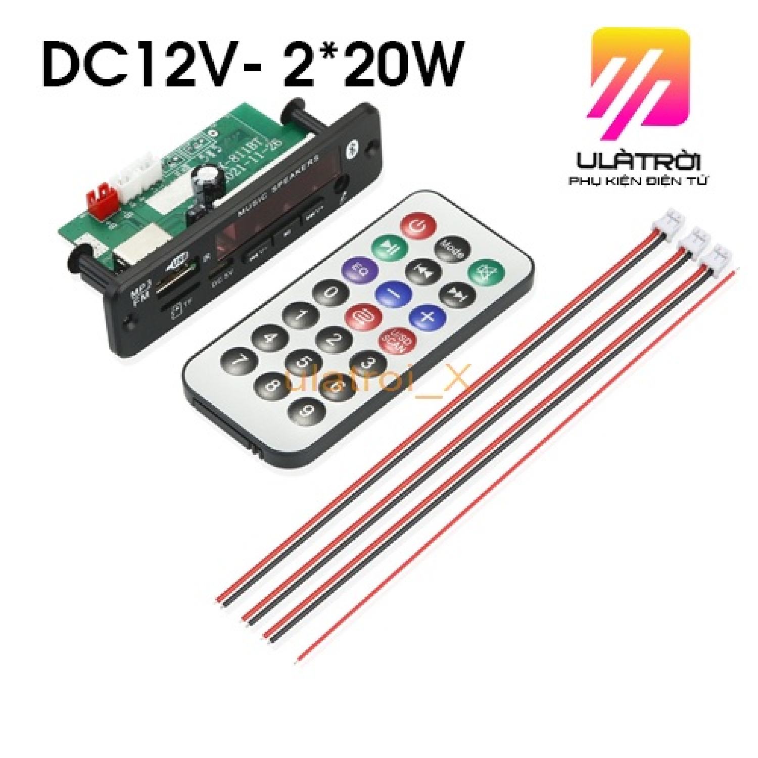 Mạch khuếch đại âm thanh 12V công suất 2x20W giải mã MP3 có ghi âm cuộc gọi