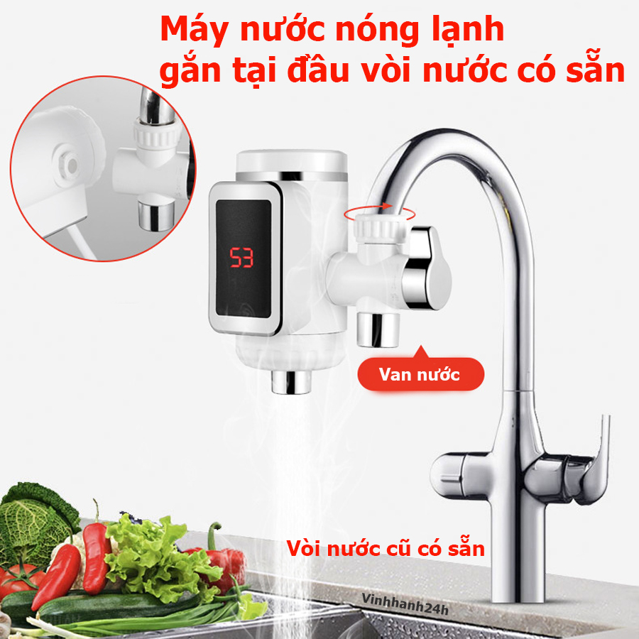 Vòi Nước Nóng Lạnh Lắp Đặt Tực Tiếp Tại Đầu Vòi Nước Cũ