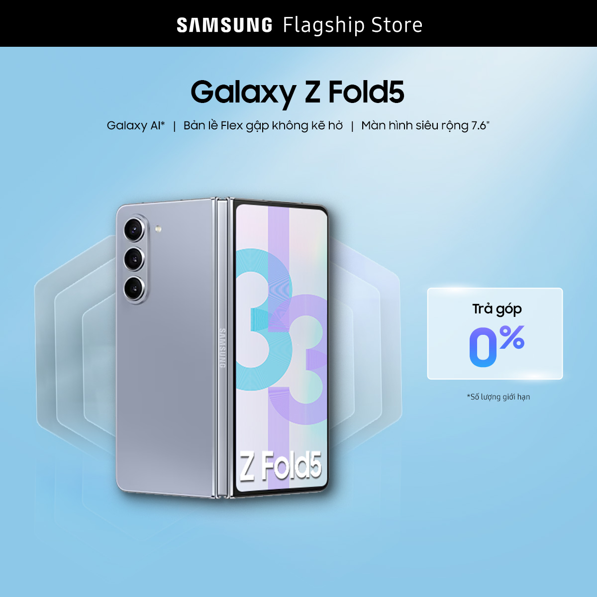 Điện thoại Samsung Galaxy Z Fold5 - Điện thoại AI màn hình gập 7,6 inch, bản lề Flex