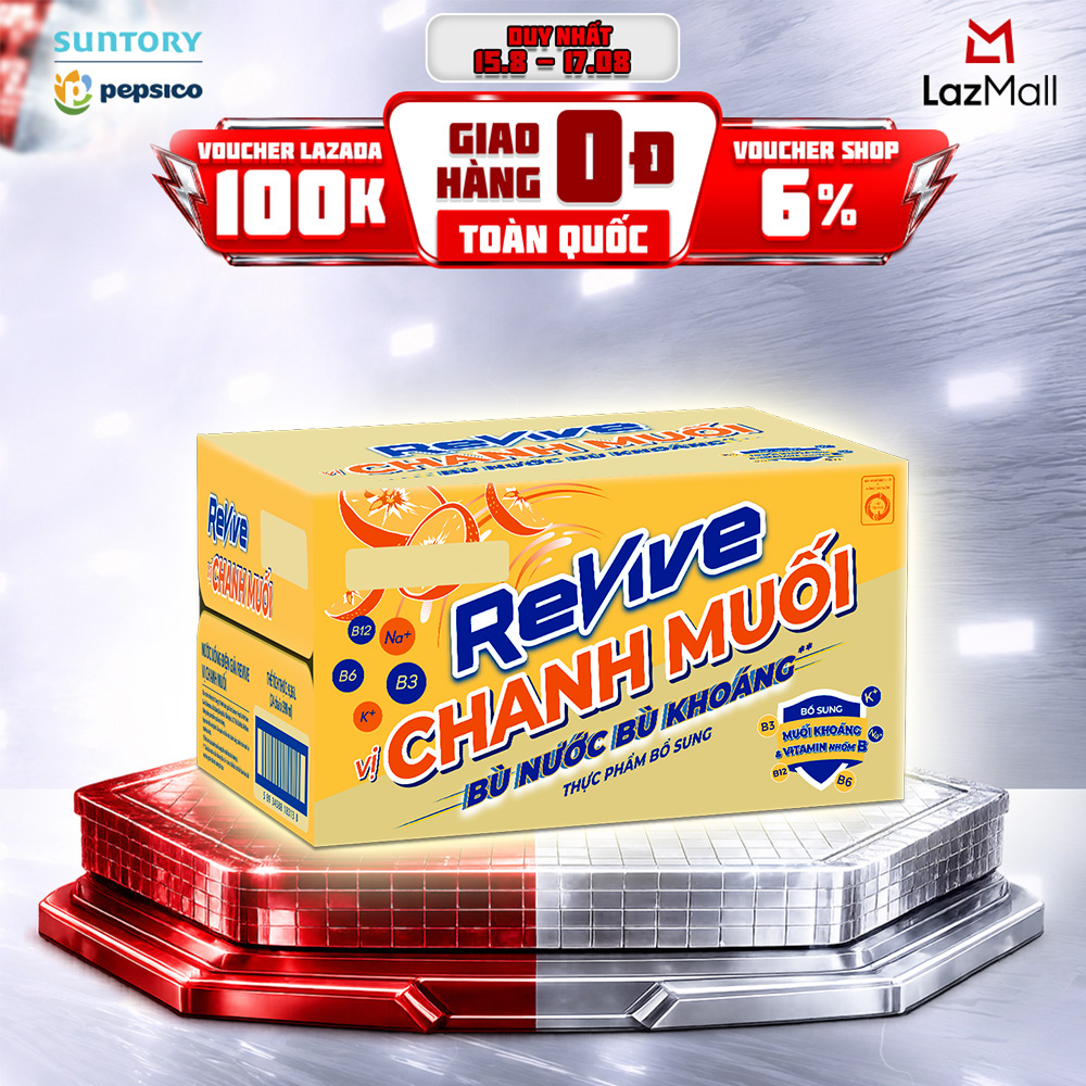 [SALE 15.8] Thùng 24 Chai Nước Điện Giải Thể Thao Revive Chanh Muối (390ml/chai)