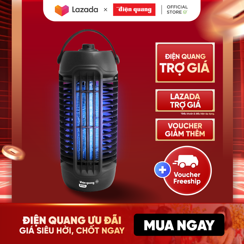 Đèn bắt muỗi Điện Quang ĐQ EML08  Diệt muỗi và côn trùng tự động theo 360 độ, công suất 6W, phạm vi hoạt động dưới 20m2