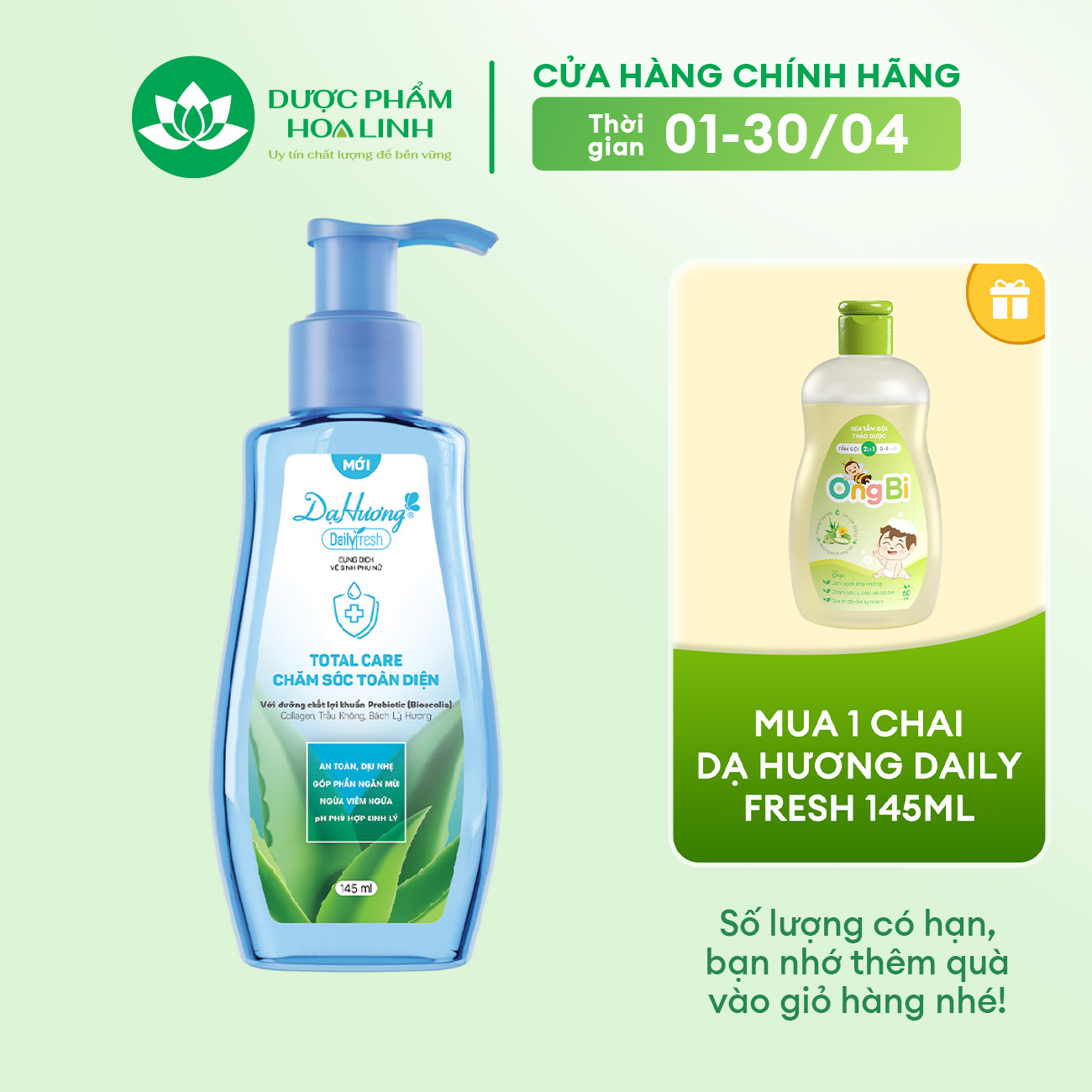 {MỚI} Dung dịch vệ sinh Dạ hương Daily Fresh Total Care - Giúp CHĂM SÓC TOÀN DIỆN 145ml