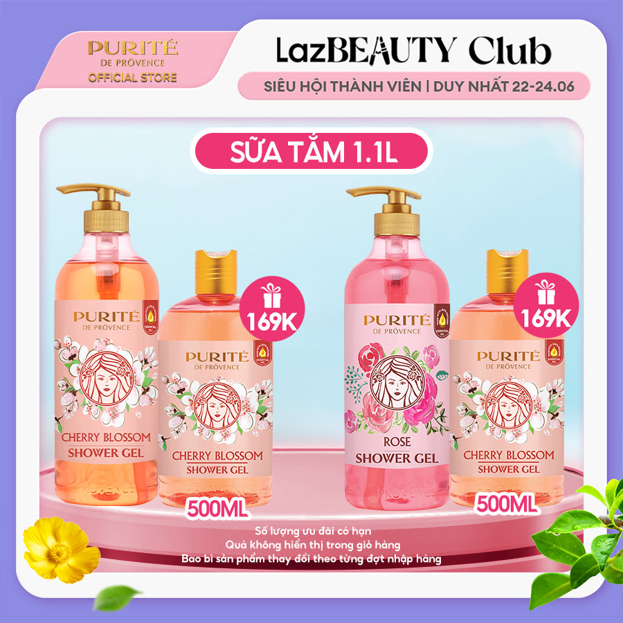 Sữa Tắm Purité 1.1L Tặng Sữa Tắm Anh Đào 500ml