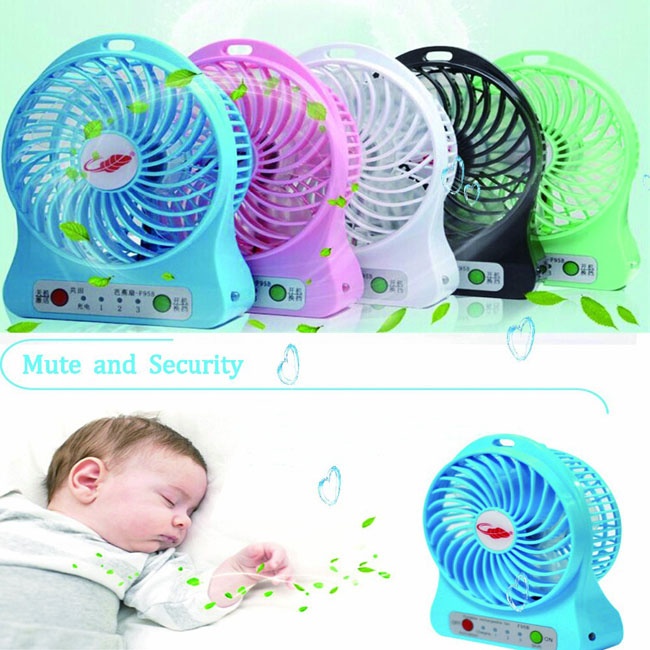 Quạt sạc mini 3 tốc độ siêu mát giá rẻ tặng kèm pin 18650 cho quạt, thời gian sài 12 tiếng