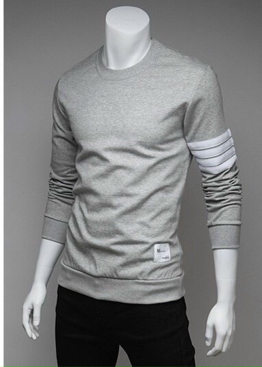 Áo thu đông nam - áo thun cotton trơn tay dài phối viền tay thời trang