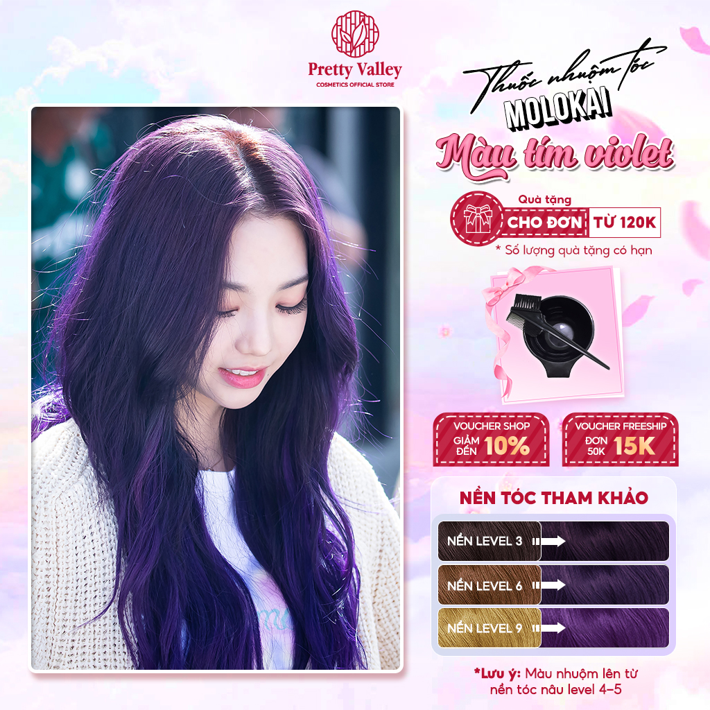 Thuốc nhuộm tóc màu TÍM VIOLET Molokai siêu dưỡng, nhuộm tóc an toàn tại nhà lên màu chuẩn  - Pretty Valley Hair