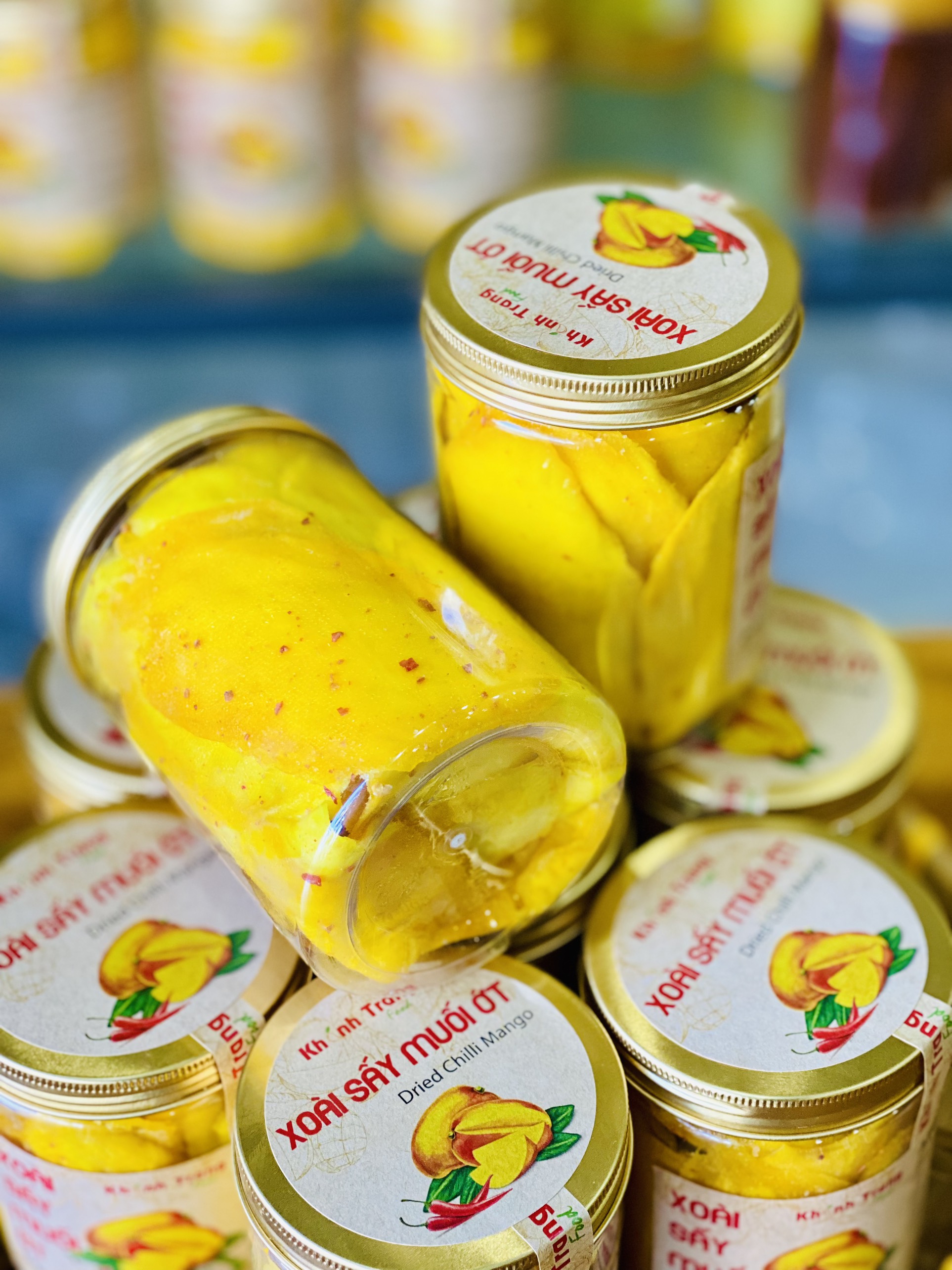 Xoài sấy dẻo cay nhẹ, đặc sản cam ranh, hũ 300g
