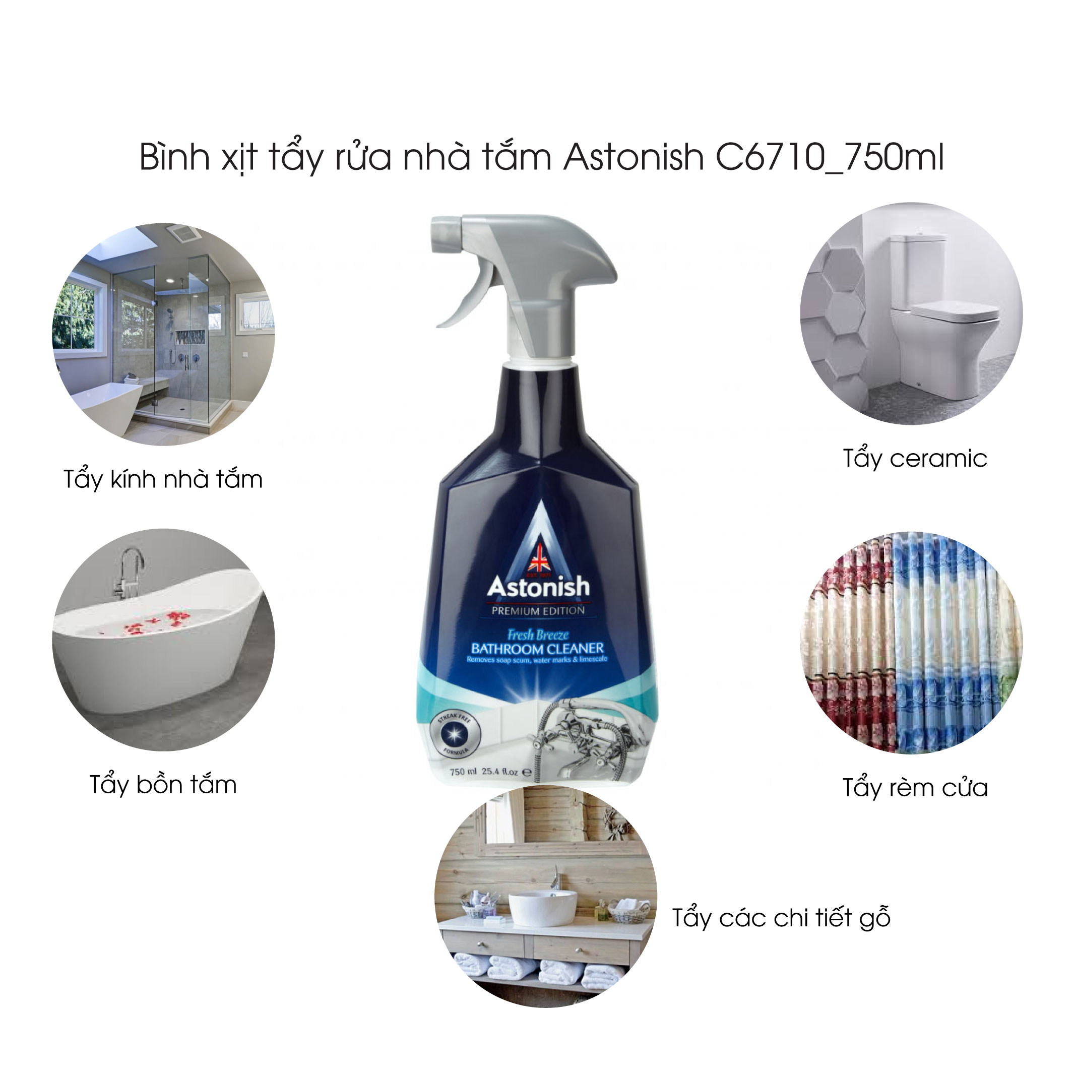 [HCM]Bình Xịt Vệ Sinh Nhà Tắm Astonish C6940 750ml Tẩy Sạch Cáu Cặn Cặn Vôi Vệt Nước SX Tại Anh Quốc