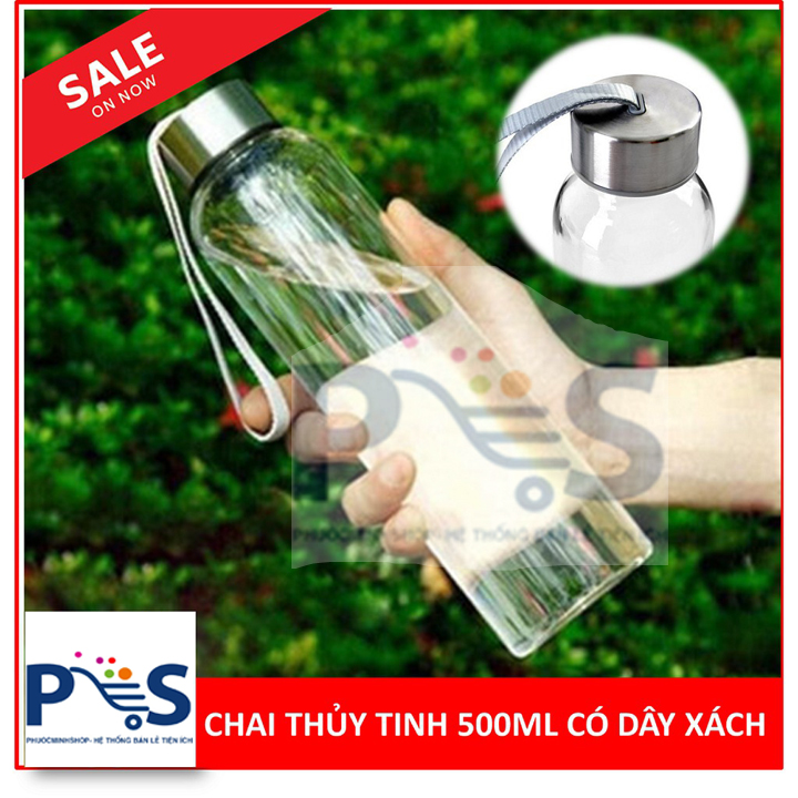 Bình đựng nước thuỷ tinh có dây xách tiện lợi