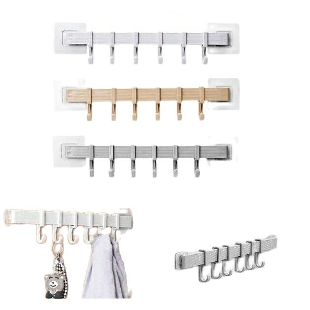 Thanh treo đồ 6 móc dán tường