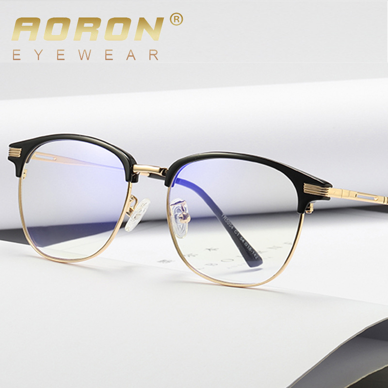 Kính lọc ánh sáng xanh nam/nữ P5054, kính không độ lọc ánh sáng xanh - mắt kính giả cận, gọng đen bóng, tròng kính lọc ánh sáng xanh, kính không độ chống tia uv, kính xem điện thoai, máy tính