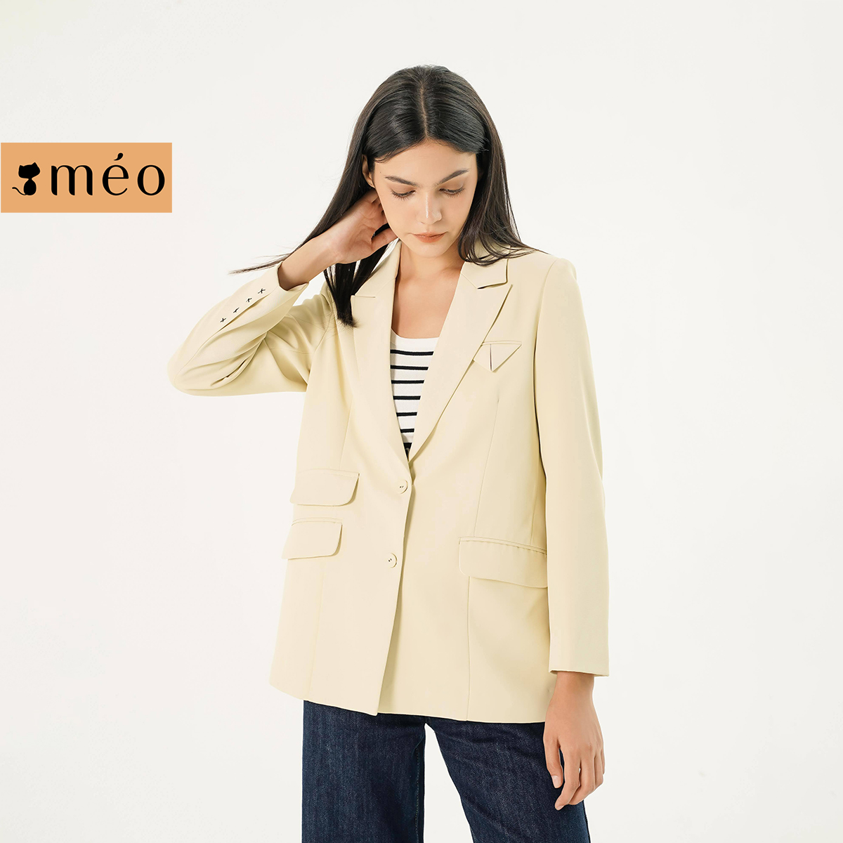 Áo blazer nữ Méo shop dài tay phối túi nắp Blazer Myla