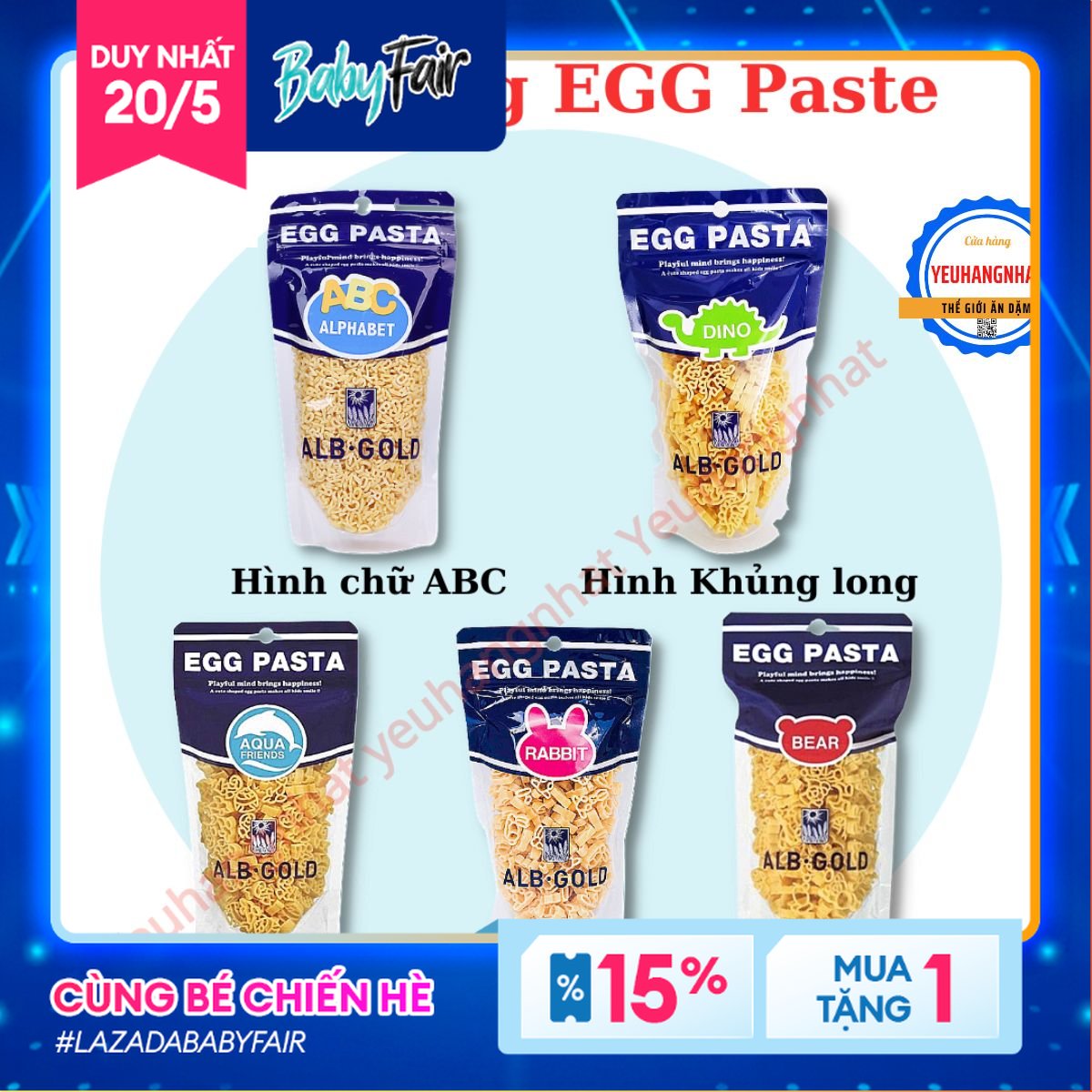 Nui trứng Egg pasta đủ hình 100g