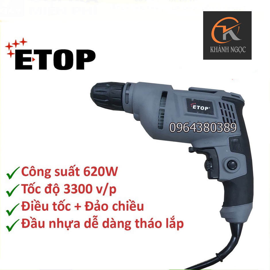 Máy khoan etop xh-10a công suất 620w - lõi đồng 100% đầu 10 ly