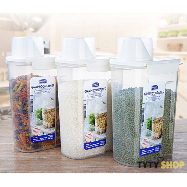 Hộp nhựa bảo quản ngũ cốc thực phẩm trong tủ lạnh lock&lock chứa được 2kg hpl520 nắp trắng - hàng chính hãng