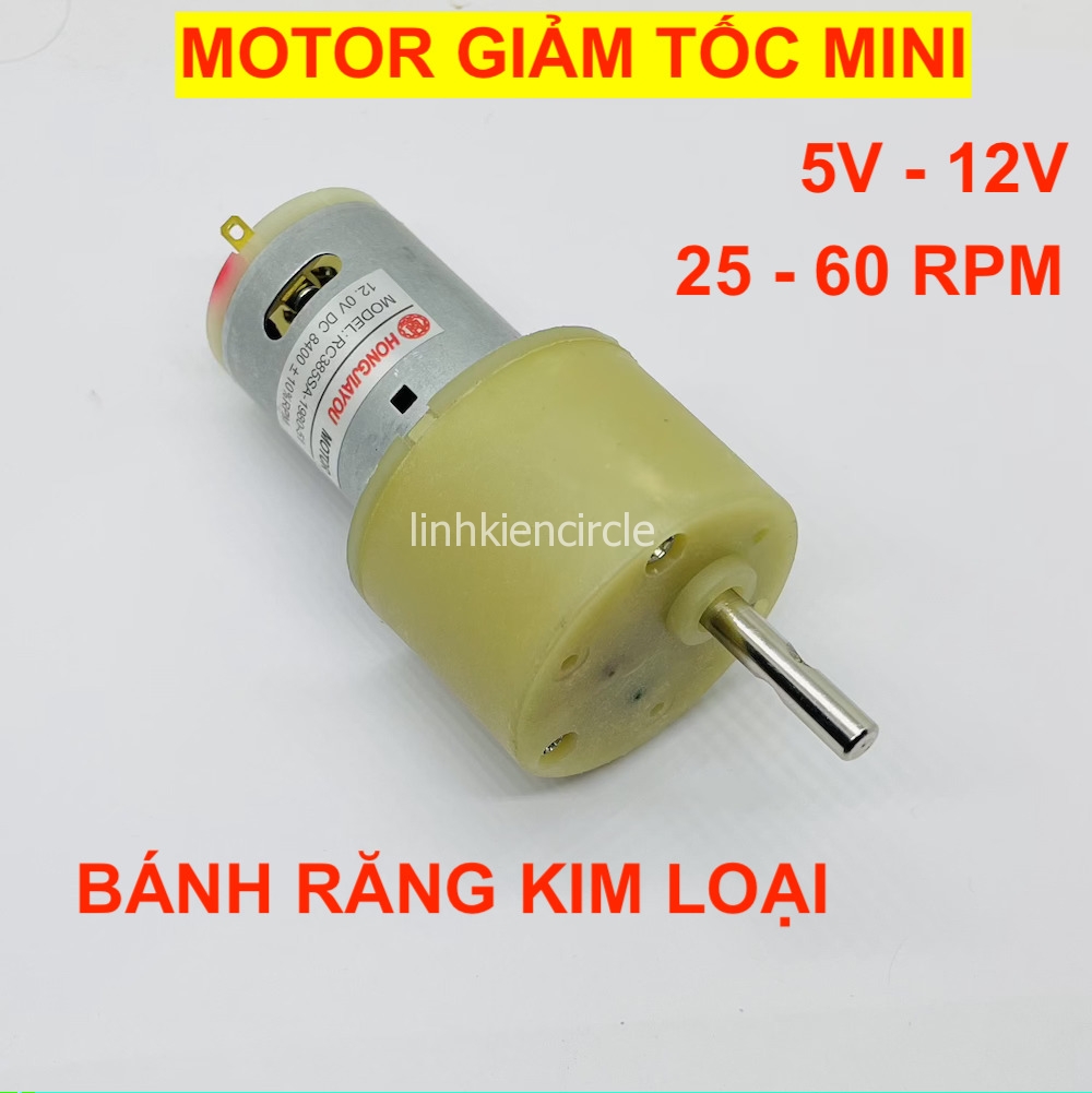 [HCM]Motor giảm tốc 12v bánh răng kim loại tốc độ chậm 23 - 85 vòng dải điện áp 5V - 18V - LK0171