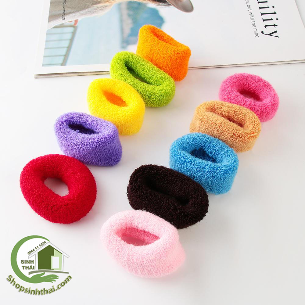 Dây thun cột tóc bản lớn - dây len buộc tóc nhiều màu - dây thun lớn búi tóc - giao màu ngẫu nhiên