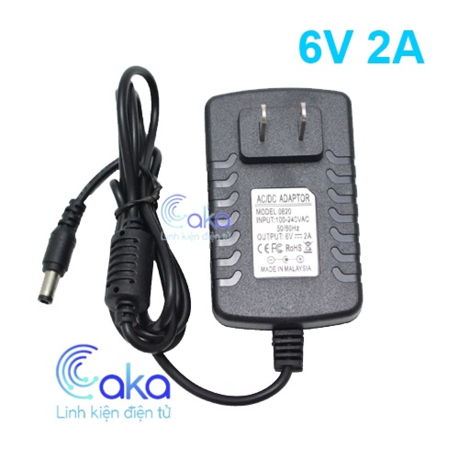 Nguồn adapter 6v 2a đầu jack dc 5.5x2.1mm