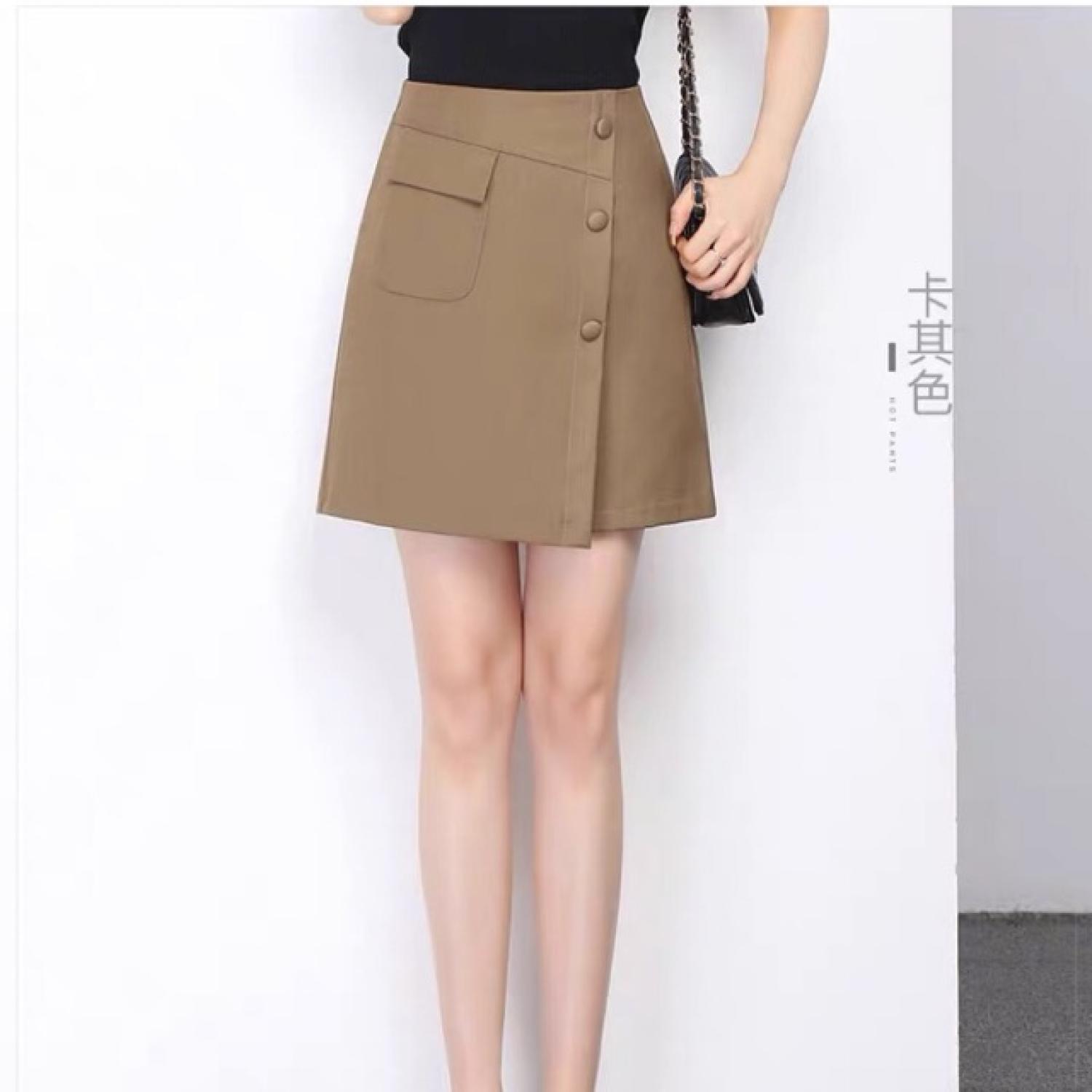 Chân Váy Chữ A Phối 1 Túi Trẻ Trυng, Chân Váy Công Sở Trên Gối Có 1 túi 3 cúc d50