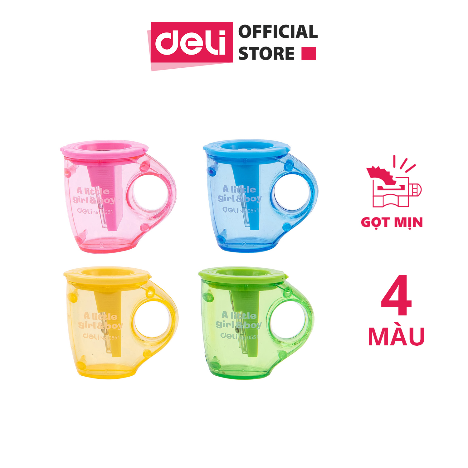 Gọt chì 2 đầu mini DELI - Xanh lá/Xanh dương/Hồng/Vàng - 1 chiếc - E0551
