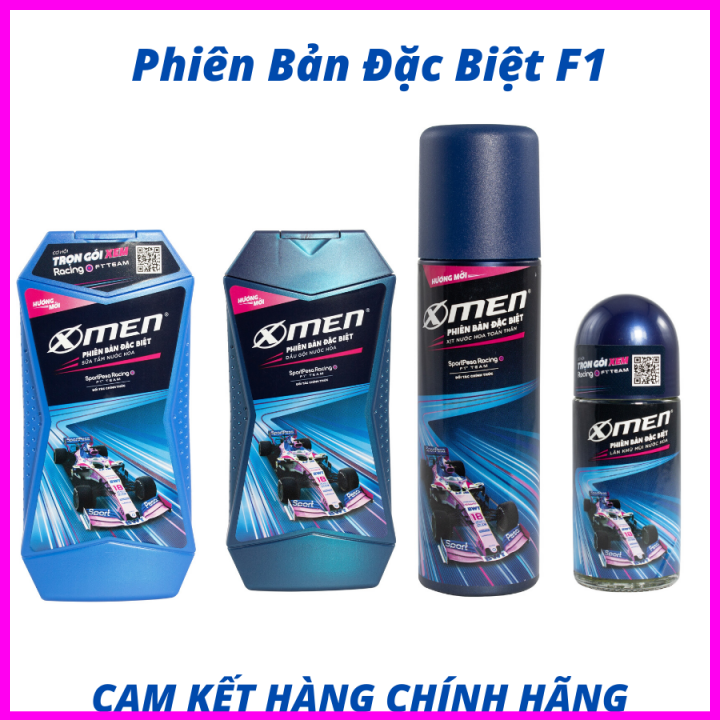 Bộ 4 Sản Phẩm Dầu Gội 180g + Sữa Tắm 180g + Lăn Khử Mùi 50ml + Chai Xịt Nước Hoa X-Men 100ml Phiên Bản Đặc Biệt F1 hungthuybr