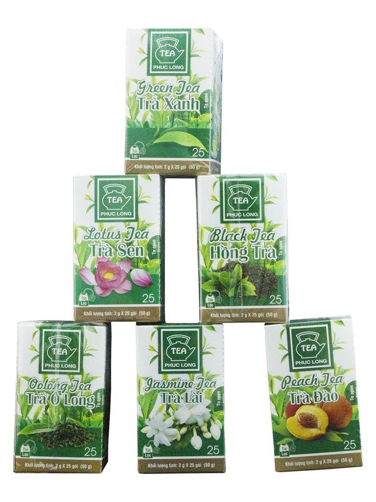 Trà phúc long túi lọc đủ vị hộp 50g