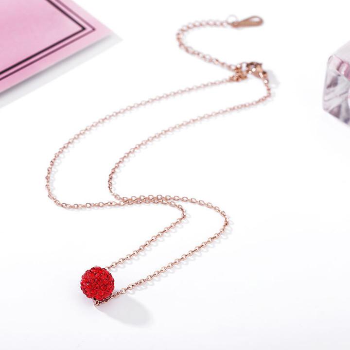 Dây chuyền trái châu đỏ titan không đen tt 1740