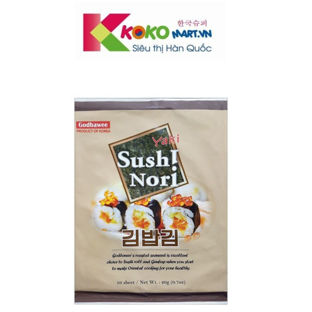 Rong biển cuộn cơm sushi Nori Hàn Quốc bịch 10 lá
