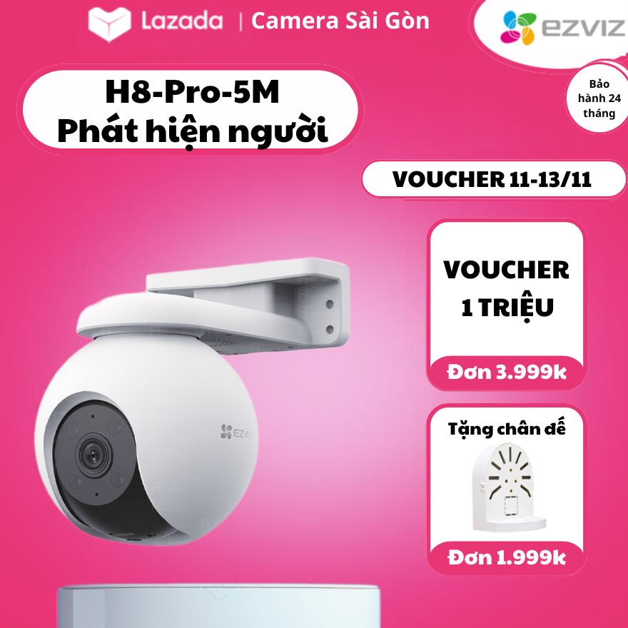 Camera WiFi Ngoài Trời Ezviz H8 Pro 3K 5MP, ghi hình màu ban đêm, âm thanh 2 chiều, xoay 360 độ  - H