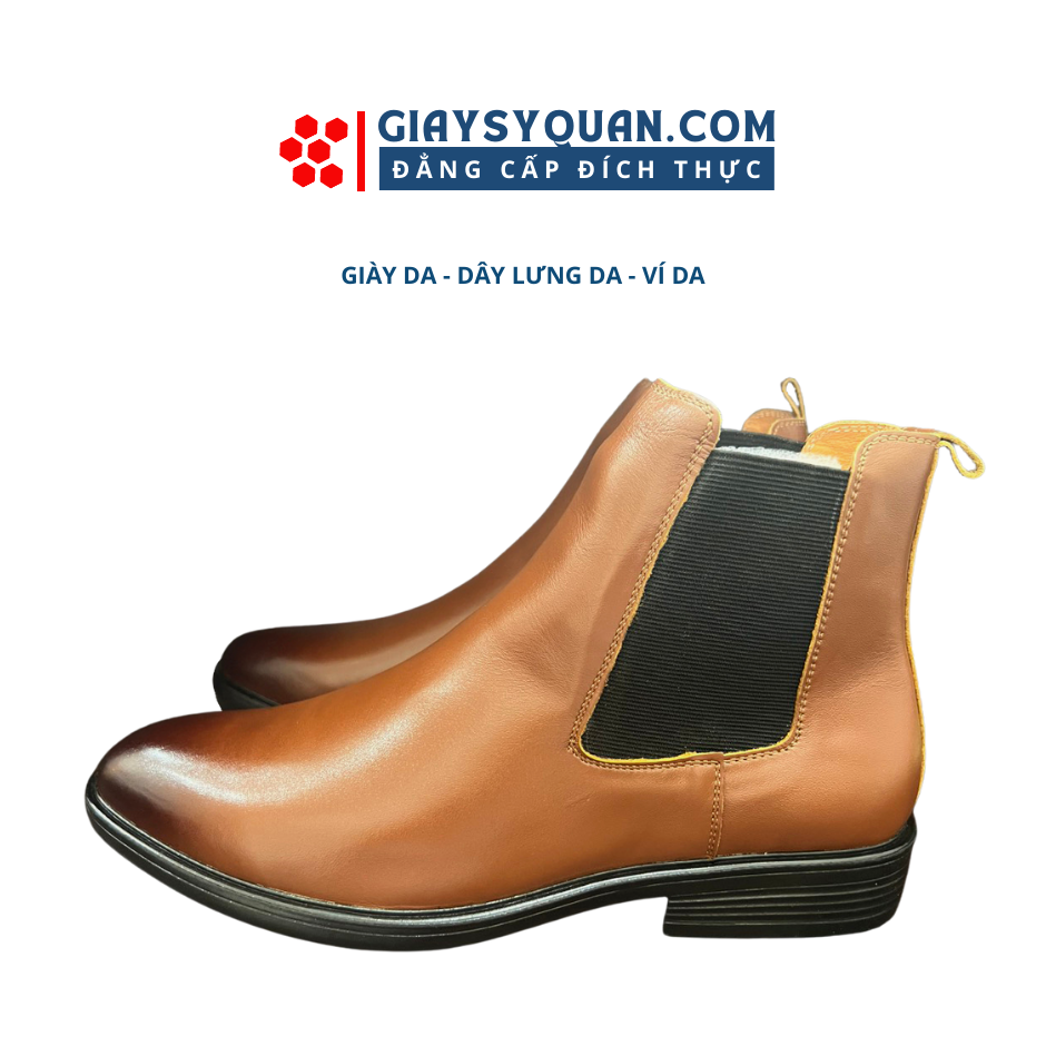 Giày boots nam chellsea boots classic da bò 100% c22 nâu