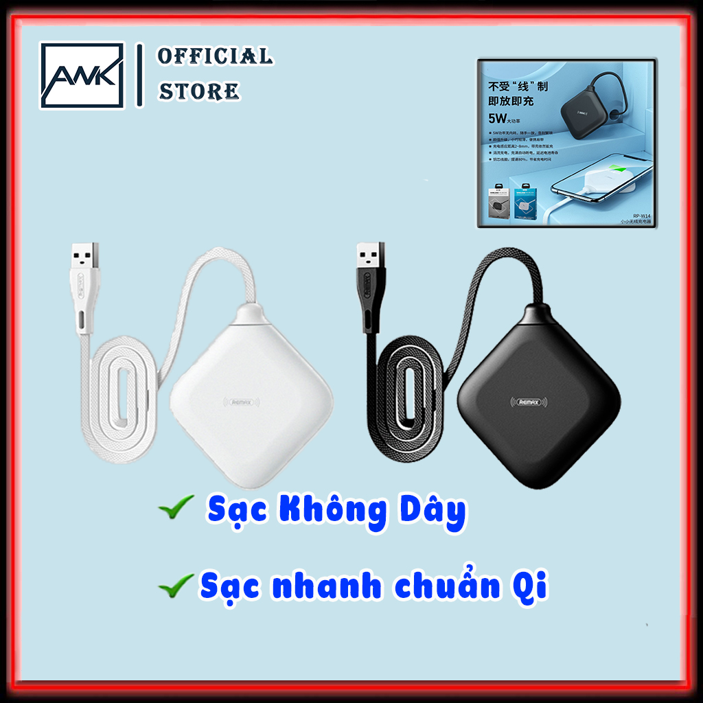 Sạc không dây Rem4x RP-W14 sạc nhanh w5 w10 cho samsung s8 s9 sac khong day cho iphone 8 Xs chuẩn Qi- beekey store