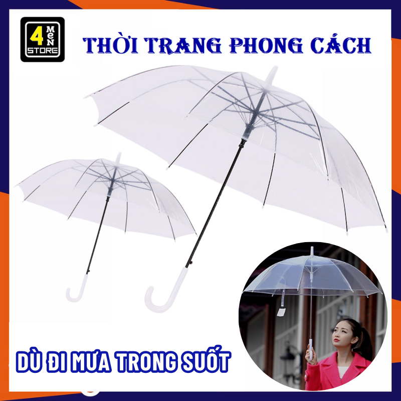 Ô Dù Đi Mưa Che Nắng Trong Suốt Gấp Gọn Cao Cấp - Ô Trong Suốt Bền Đẹp Che Mưa Thời Trang 8 Nan Cứng