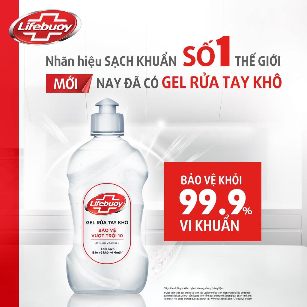 Gel rửa tay khô Lifebuoy Bảo Vệ Vượt Trội 10 ( Chai nắp bạc 235ml ) tpfood bach hoa online