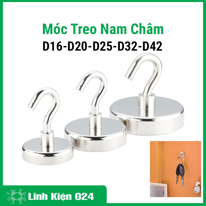 Móc treo nam châm d16 / d20 / d25 / d32 /d42 lực hút cực mạnh, nam châm móc treo 5-18kg treo đồ, phụ kiện tiện lợi