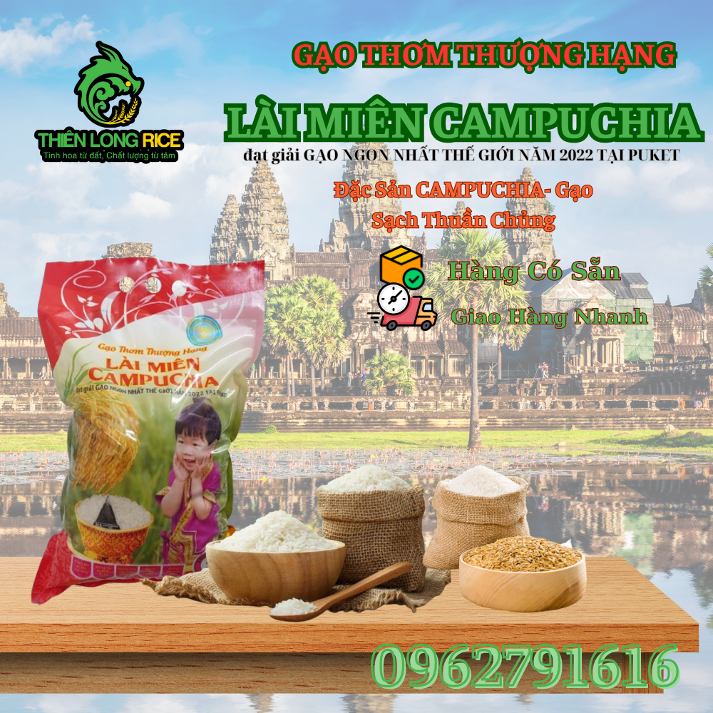  Gạo Lài Miên CAMPUCHIA - Gạo Thơm Thượng Hạng Túi 5Kg 