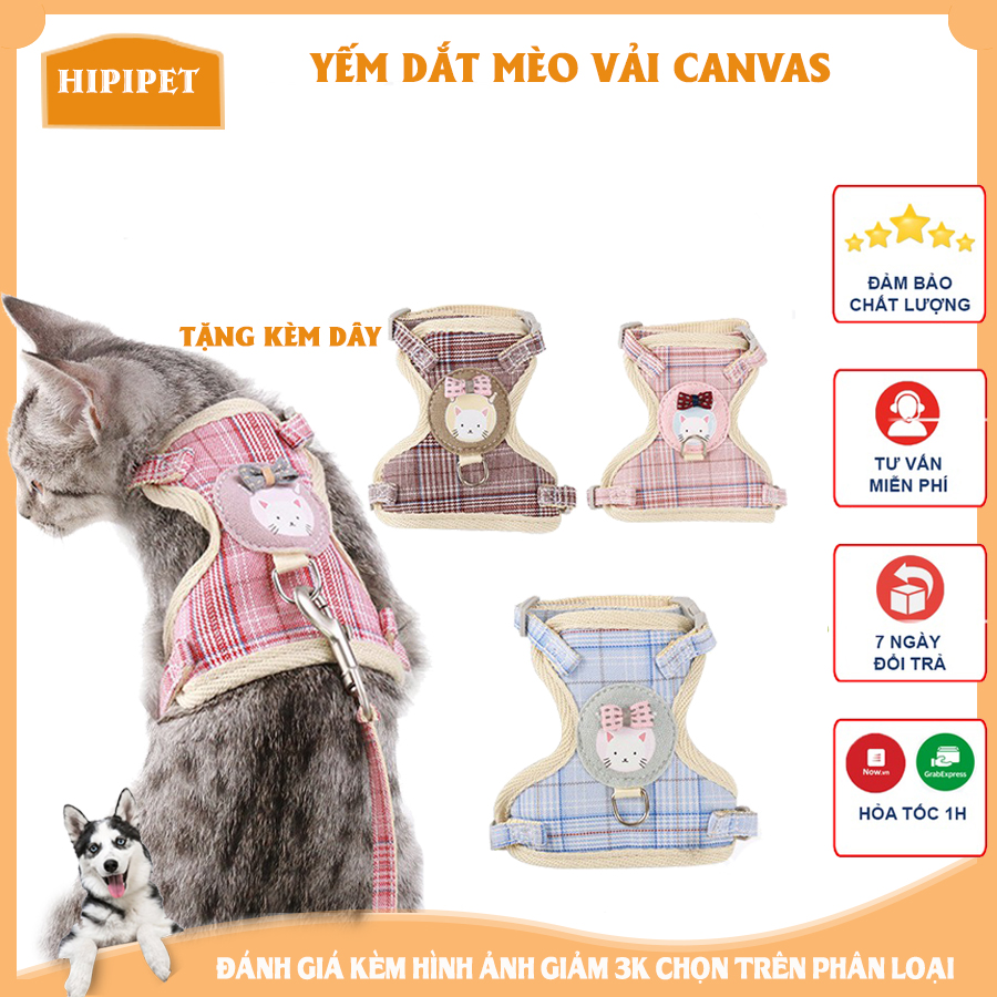 Dây dắt mèo dạng dây yếm đai áo ngực cho chó mèo 2 màu hồng phấn +nâu cafe PKCM38