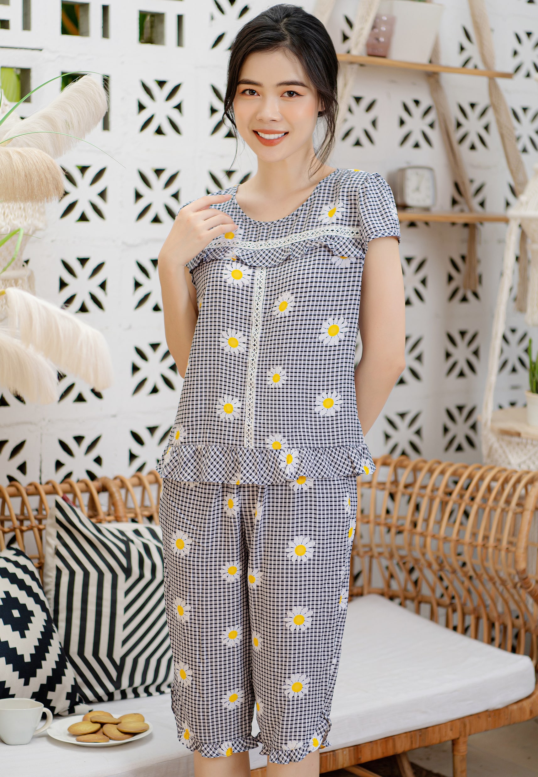 Bộ lửng lanh bông cúc Mila
