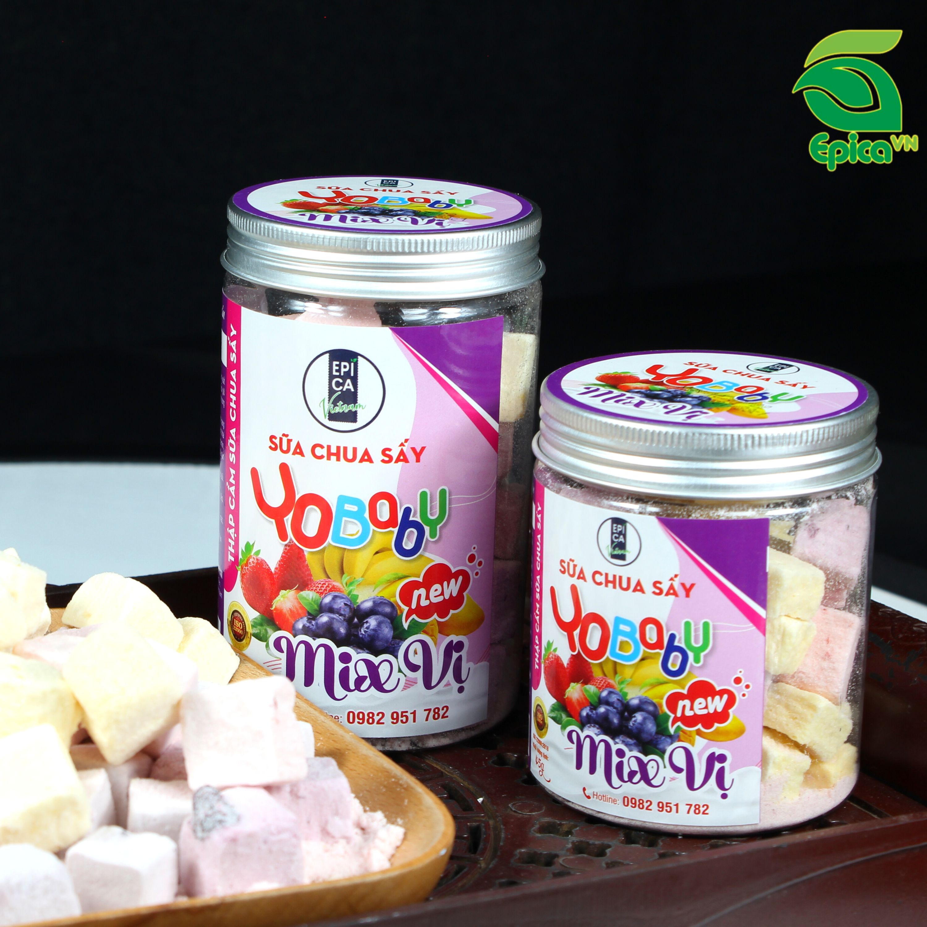 Mix vị sữa chua 45g/70g EPICA (Hũ nhựa nắp nhôm) chua ngọt màu tự nhiên