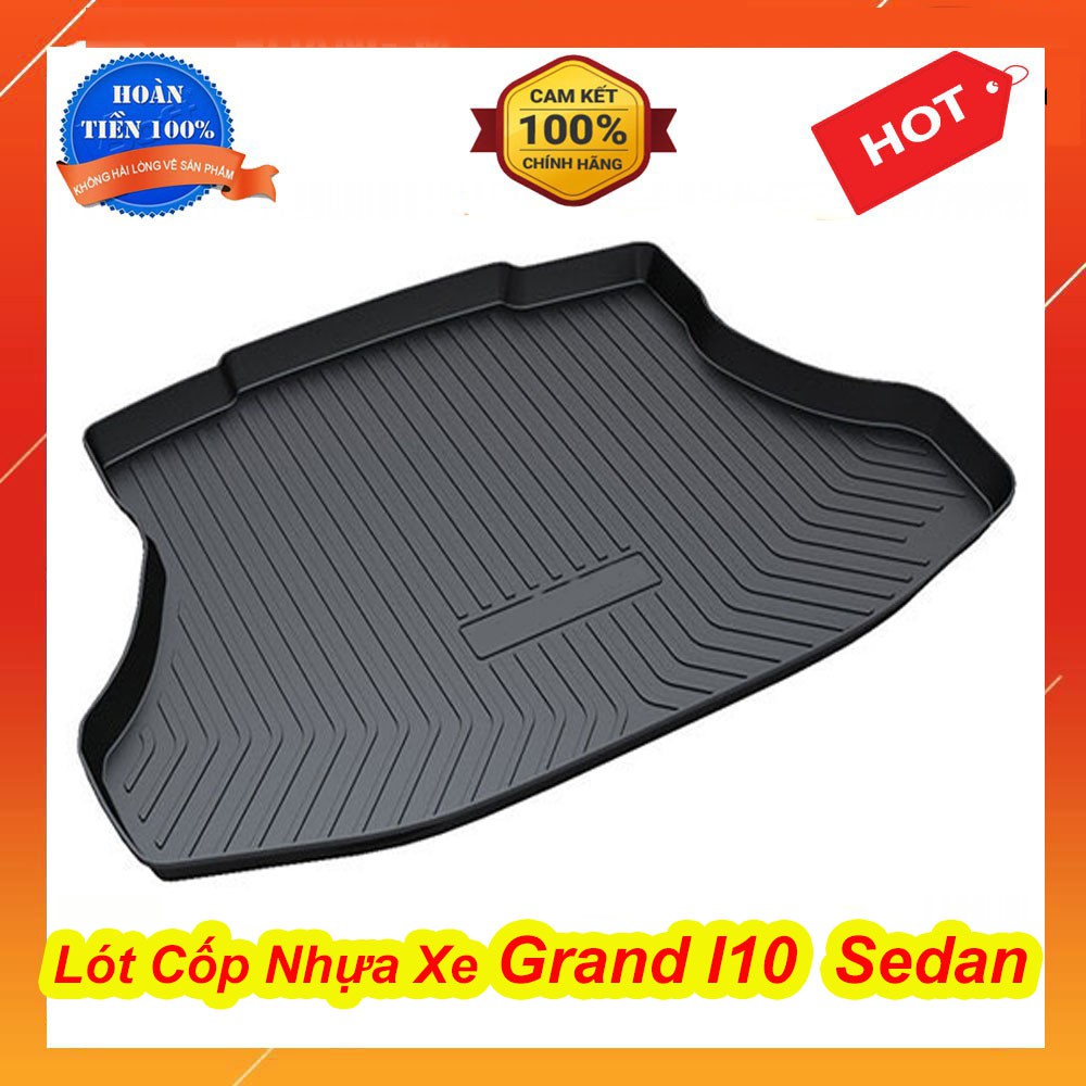 Lót cốp nhựa dẻo đàn hồi xe Grand I10 bản sedan đời 2014 đến 2019 chất liệu nhựa TPO cao cấp chống thấm nước, không mùi, có độ bền cao bảo vệ cốp nỉ một cách hoàn hảo, dễ dàng vệ sinh lau rửa