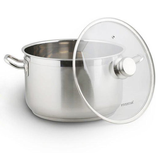 Nồi Inox 3 đáy nắp kính cao cấp Fivestar 28cm/30cm