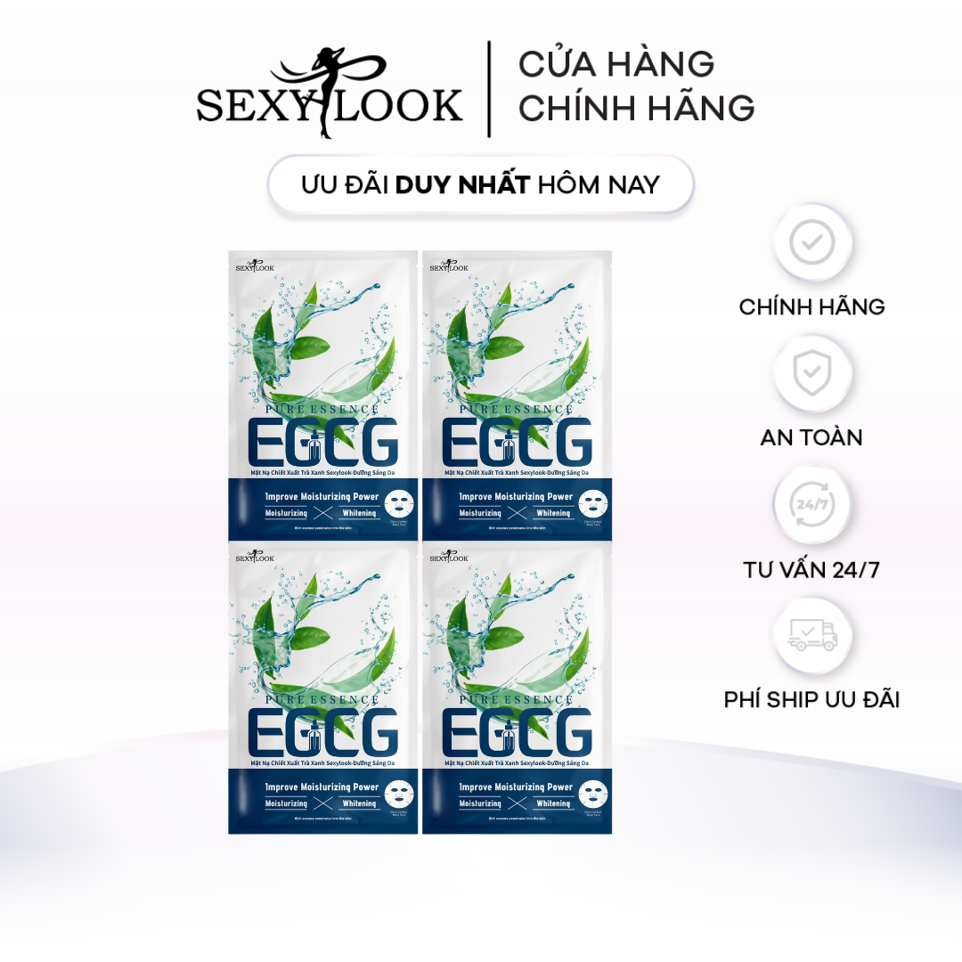 Mặt nạ trà xanh hỗ trợ dưỡng trắng da sexylook 4 miếng