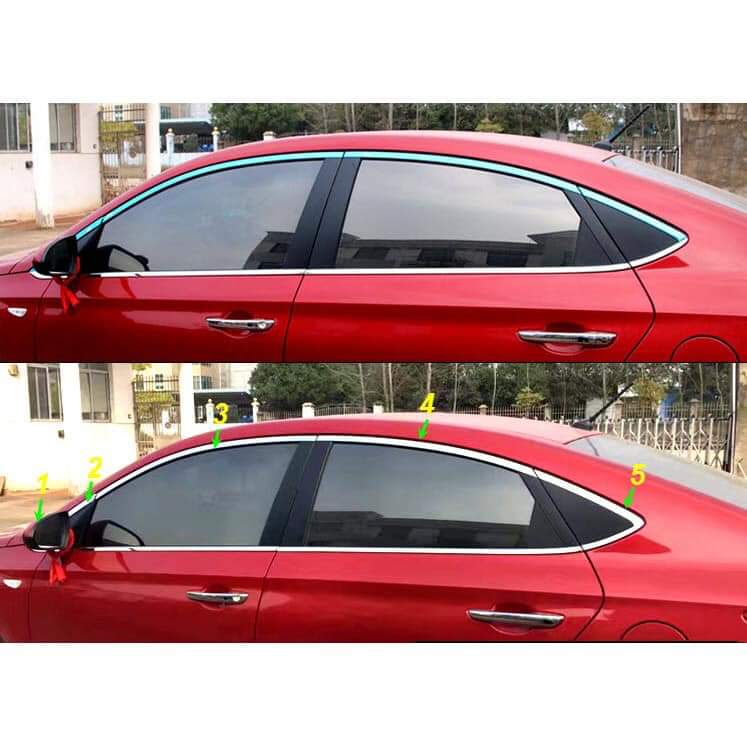Nẹp viền cong + nẹp chân kính inox xe hyundai accent 2018 2019 2020 2021 2022- chất liệu inox 304 sáng bóng,