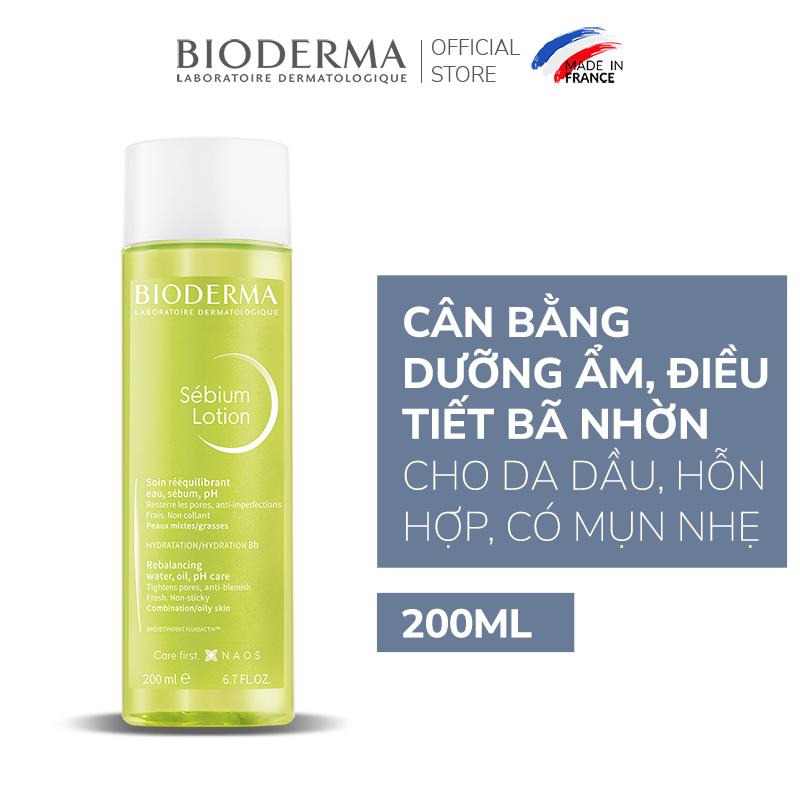 Dung dịch cân bằng da và bã nhờn cho da hỗn hợp và da dầu Bioderma Sebium Lotion - 200ml