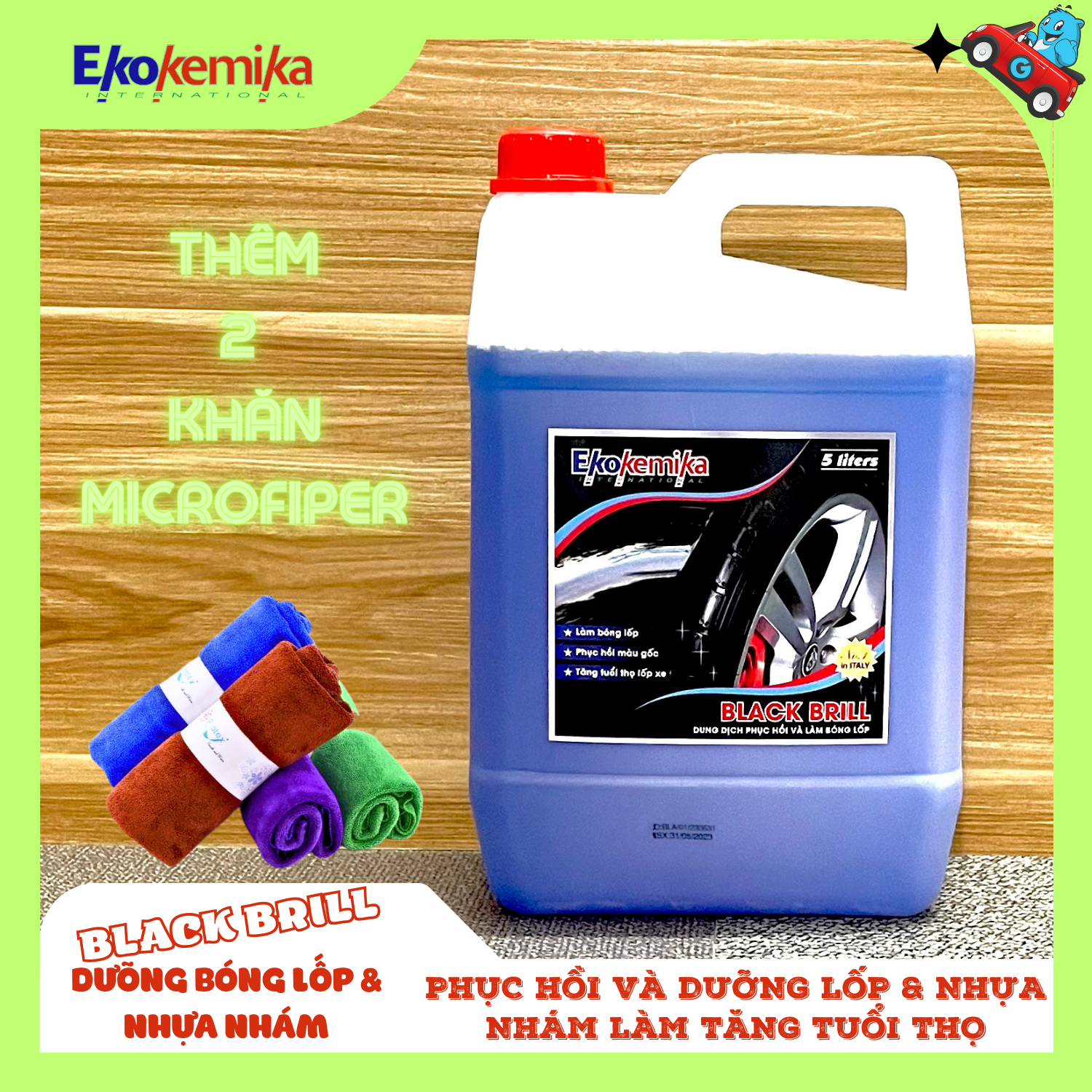 DUNG DỊCH LÀM BÓNG VÀ BẢO DƯỠNG LỐP EKOKEMIKA BLACK BRILL - 5L