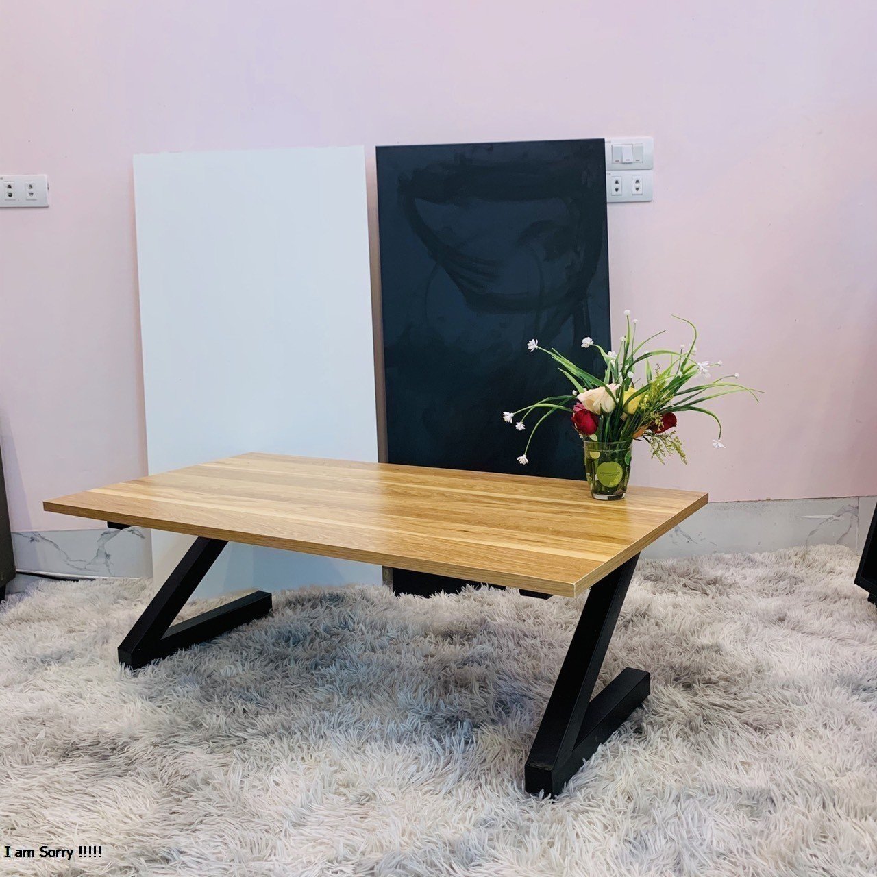 Bàn làm việc, bàn học chân sắt chữ Z gấp bệt mặt MDF siêu sang