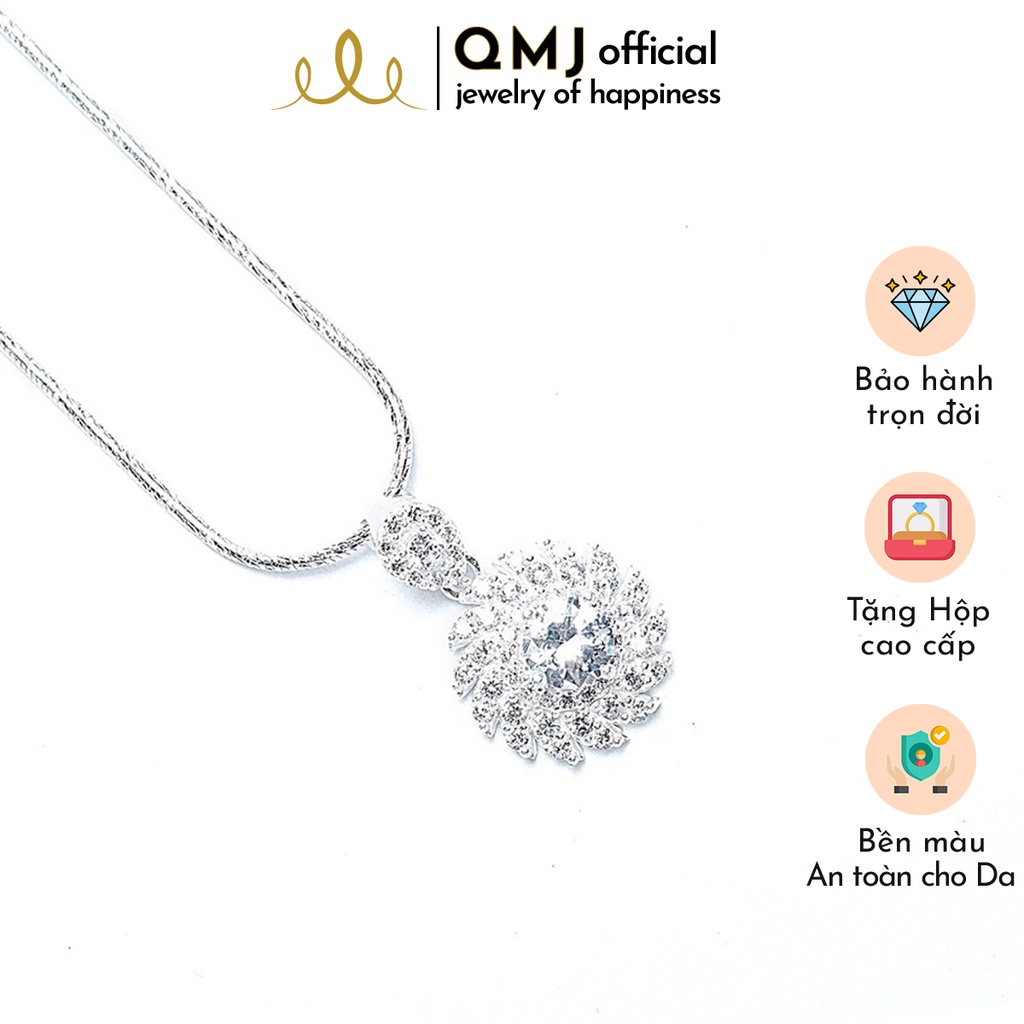 QMJ Dây chuyền Hoa xoáy đá đơn giản, cá tính bạc 925 cao cấp khuyên tai dành cho nữ thích hoa tai đơn giản thích phụ kiện thời trang nữ đẹp và phong cách cá tính - QDL1343