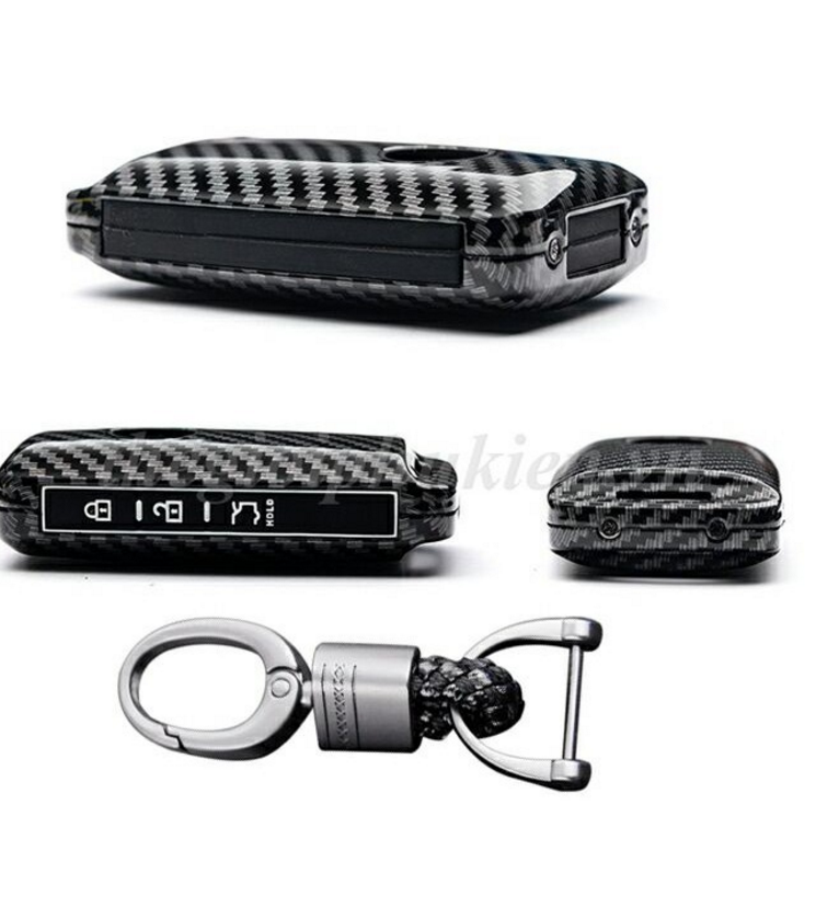 Ốp bọc chìa khóa xe Mazda 3 2020-2021 vân Carbon kèm móc đeo INOX