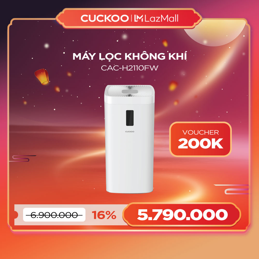 Máy lọc không khí Cuckoo CAC-H2110FW - Diện tích sử dụng 70m2, lọc bụi siêu mịn, màng lọc than hoạt tính khử mùi hôi - Bảo hành 2 năm - Chất lượng Hàn Quốc