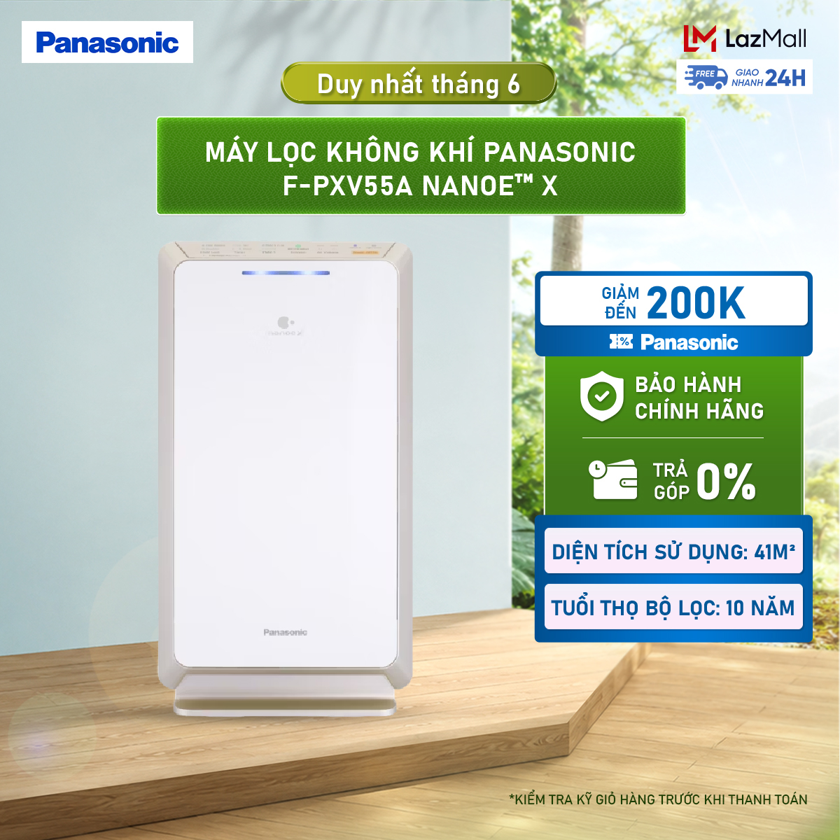 Máy lọc không khí Panasonic F-PXV55A nanoe™ X - Bộ lọc HEPA - Hàng chính hãng