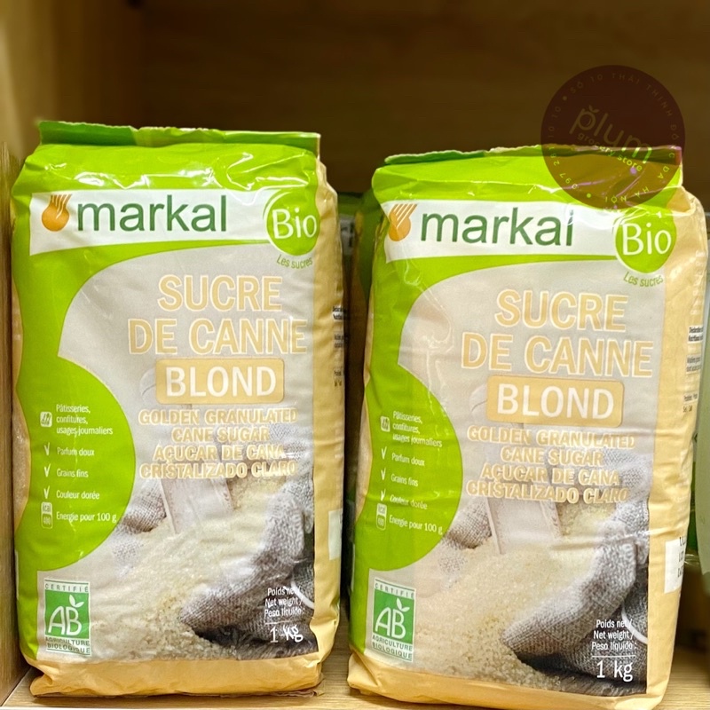 Đường mía hữu cơ hạt nhỏ Markal 1kg không hóa chất